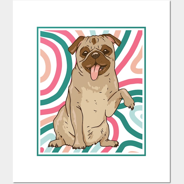 Cute and Colorful Portrait of a Pug Dog // Adorable Pug // Pug Mom G Wall Art by SLAG_Creative